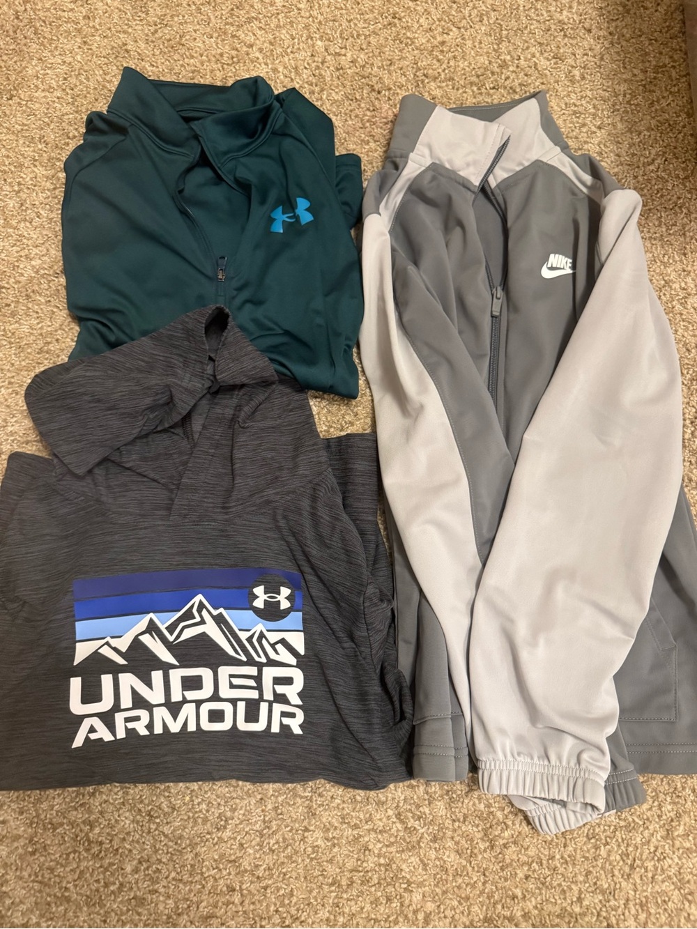 Nike Men's Gray Full-Zip Jacket, Under Armour Lot